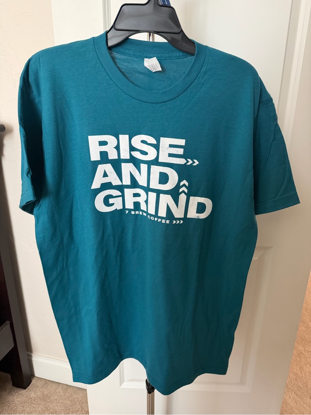 Tultex Teal 'Rise and Grind' Short Sleeve Graphic Tee